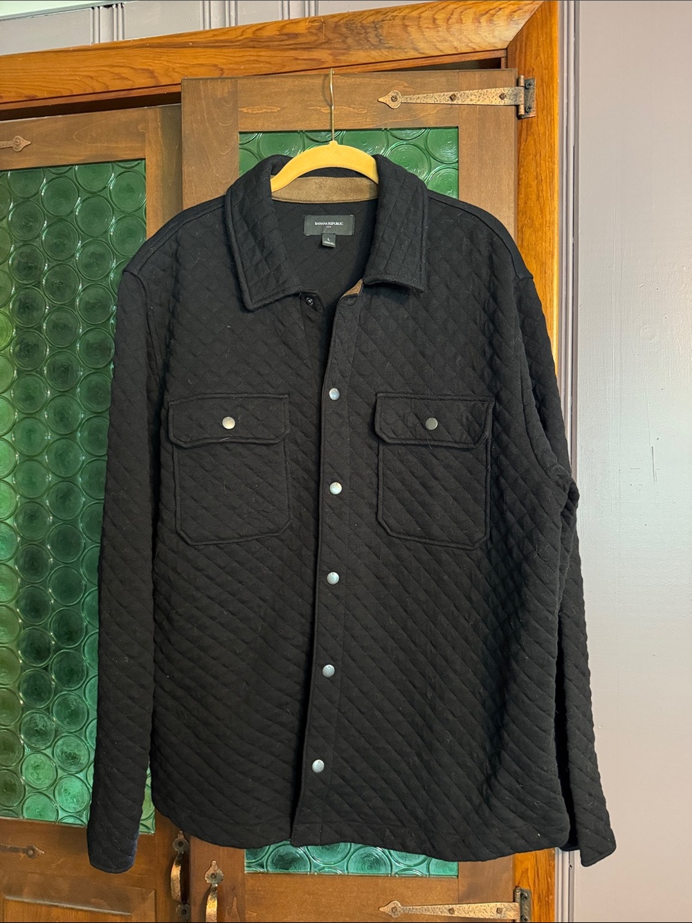 Banana Republic Black Quilted Shirt Jacket